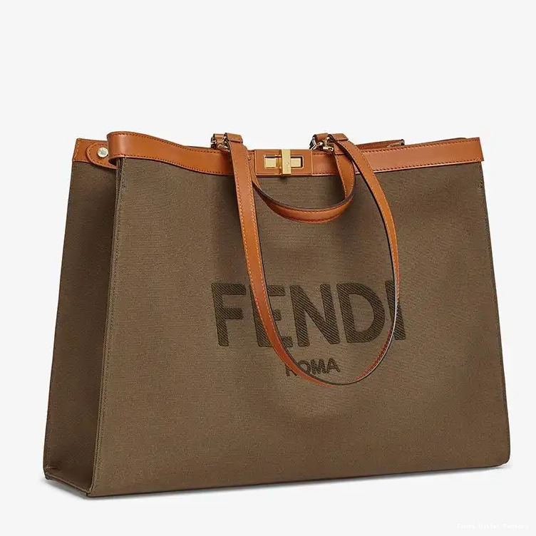Cheap HOT Medium Peekaboo Brown Canvas X-Tote ROMA Logo In Fendi 0705
